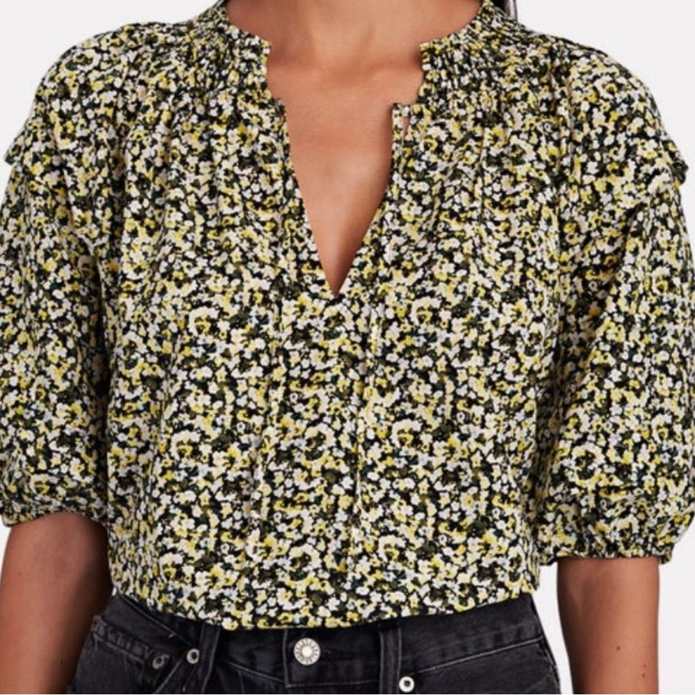Rails Black and Yellow Floral Blouse
